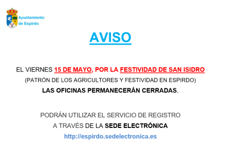Imagen AVISO: Cierre de oficinas municipales 15 de mayo