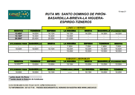 Imagen HORARIO DEL  SERVICIO DE AUTOBÚS