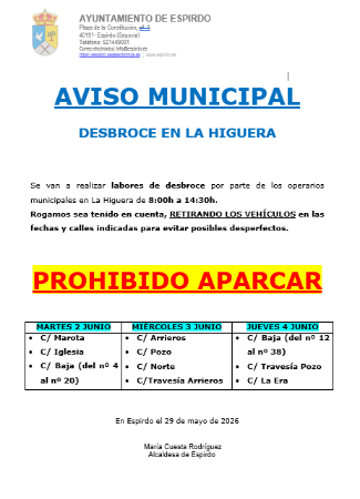 Imagen AVISO: LABORES DE DESBROCE EN LA HIGUERA