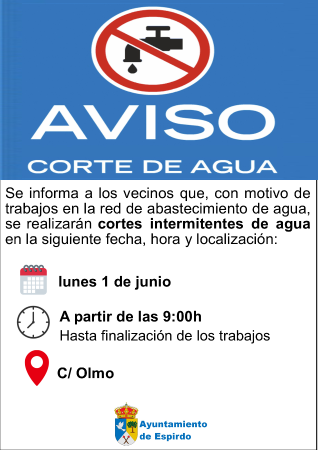 Imagen AVISO: CORTES DE AGUA INTERMITENTES