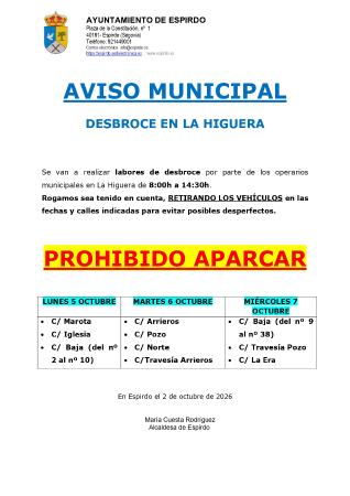 Imagen AVISO: Desbroce en La Higuera