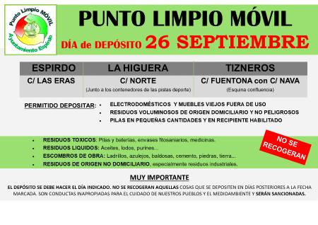 Imagen AVISO: PUNTO LIMPIO SEPTIEMBRE
