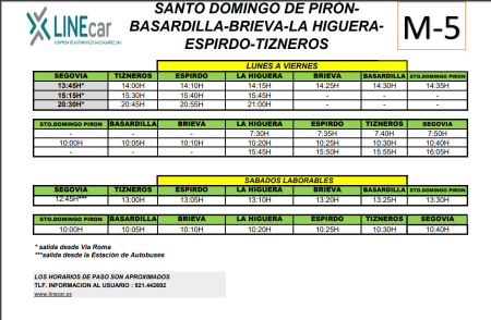 Imagen HORARIO DE AUTOBUSES